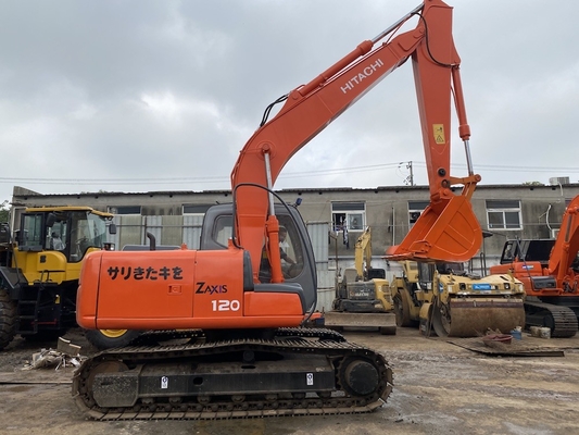 12 tonluk orijinal Japon kullanılmış Hitachi ZX120 sürünen kazıcı 66 kW motor gücü ve 0.52m3 kova kapasitesi ile