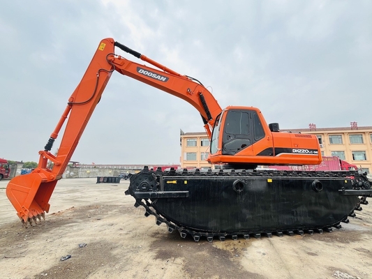 Doosan 1 m3 Nehir Temizleme Makinesiyle DH220LC-9E Kullanılmış Amfibi Kazıcı Uzun Uzaylı Boom İkinci El Kazıcı